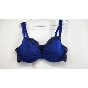 Adore Me Womens 40DD Clairabella Contour Blue Demi Underwire Lace Bra NWT